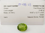 Peridot 10.68ct AIG Certified