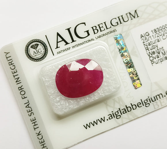 Ruby 8.95ct AIG Certified