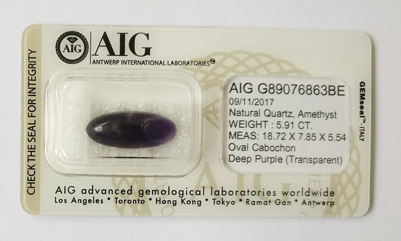 Amethyst 5.91ct AIG Certified