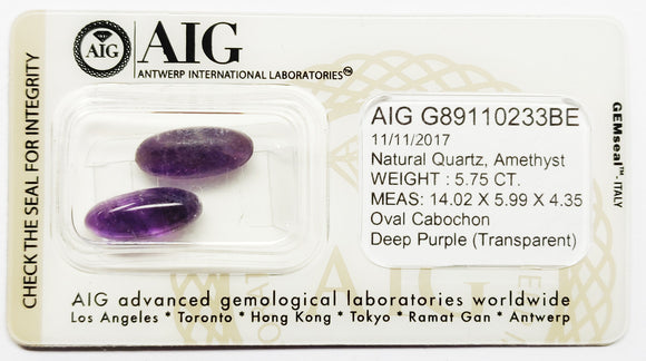 Amethyst 5.75ct AIG Certified