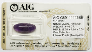 Amethyst 6.08ct AIG Certified