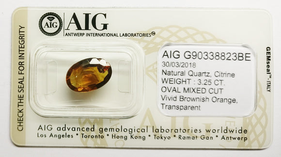 Citrine 3.25ct AIG Certified