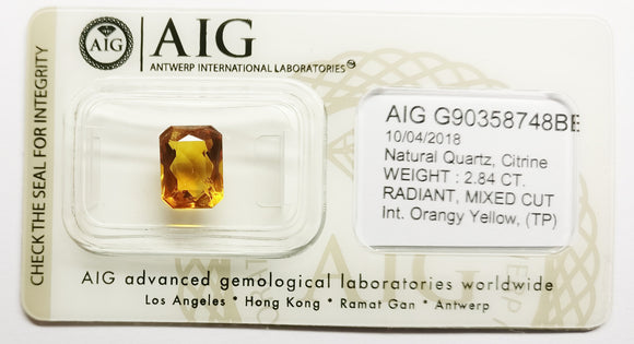 Citrine 2.84ct AIG Certified