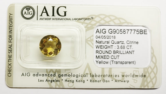 Citrine 3.68ct AIG Certified