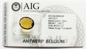 Citrine 2.96ct AIG Certified