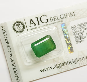 Emerald 6.74ct AIG Certified