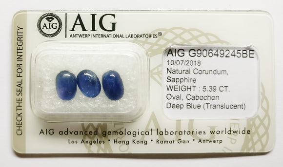 Sapphire 5.39ct AIG Certified