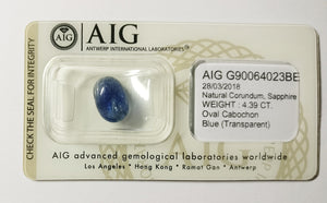 Sapphire 4.39ct AIG Certified