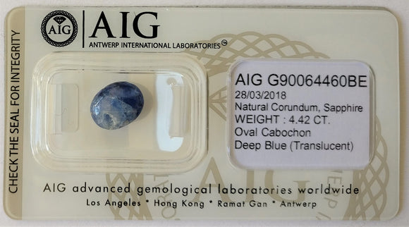 Sapphire 4.42ct AIG Certified