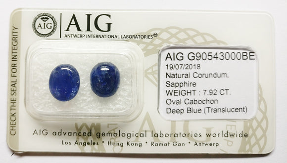 Sapphire 7.92ct AIG Certified