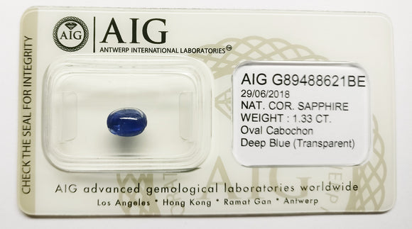 Sapphire 1.33ct AIG Certified