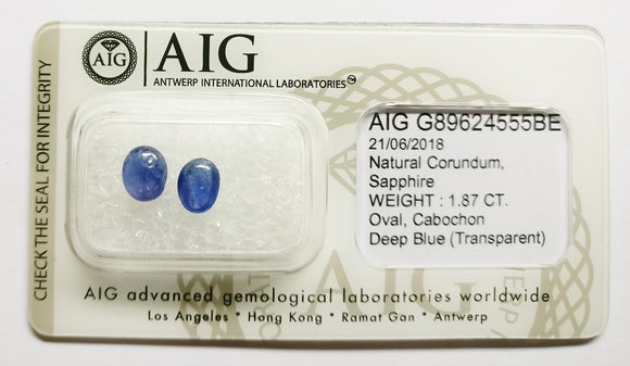 Sapphire 1.87ct AIG Certified