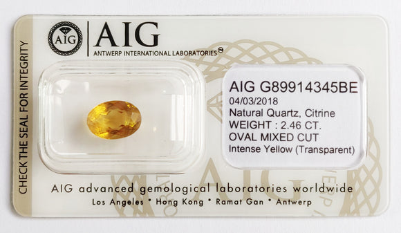 Citrine 2.46ct AIG Certified