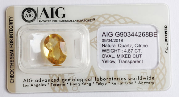 Citrine 4.87ct AIG Certified