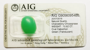 Chrysoprase 10.62ct AIG Certified