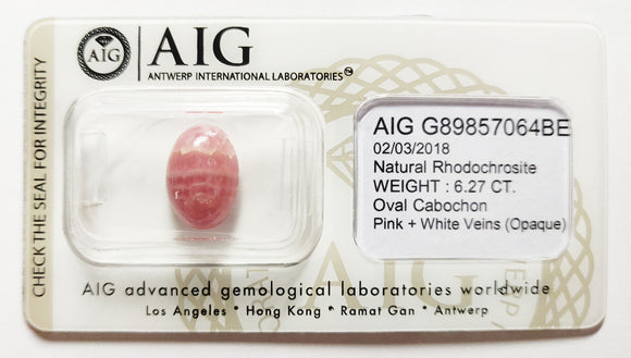 Rhodochrosite 6.27ct AIG Certified