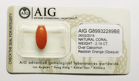 Coral 2.19ct AIG Certified