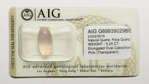 Rose Quartz 5.25ct AIG Certified