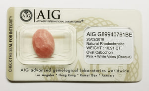 Rhodochrosite 10.91ct AIG Certified