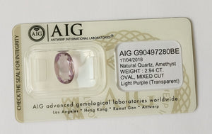 Amethyst 2.94ct AIG Certified