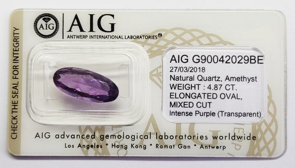 Amethyst 4.87ct AIG Certified