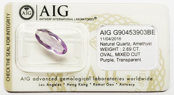 Amethyst 2.69ct AIG Certified