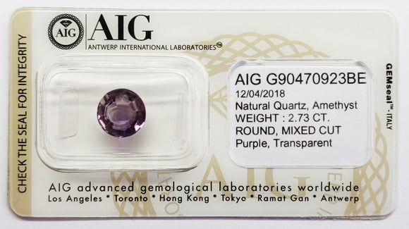 Amethyst 2.73ct AIG Certified