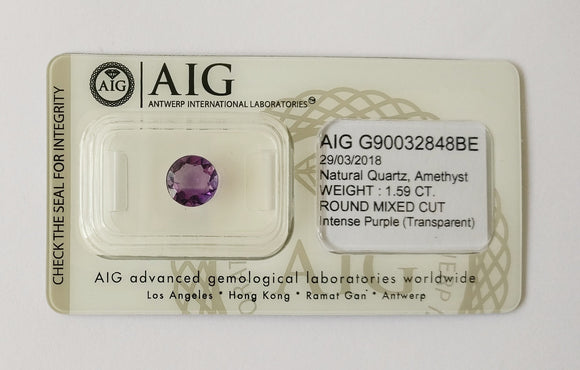 Amethyst 1.59ct AIG Certified