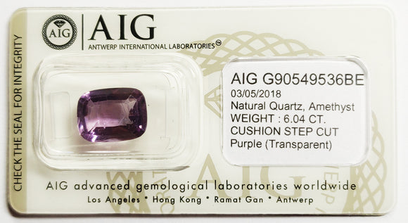 Amethyst 6.04ct AIG Certified