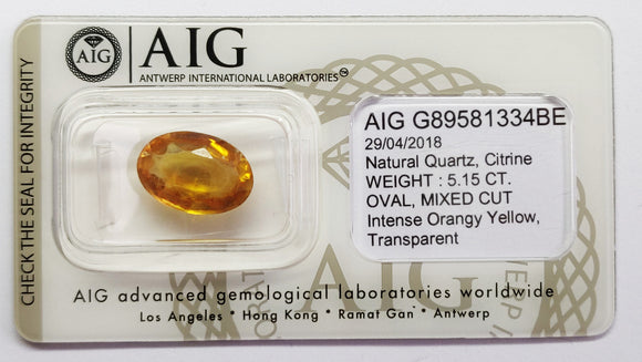 Citrine 6.59ct AIG Certified