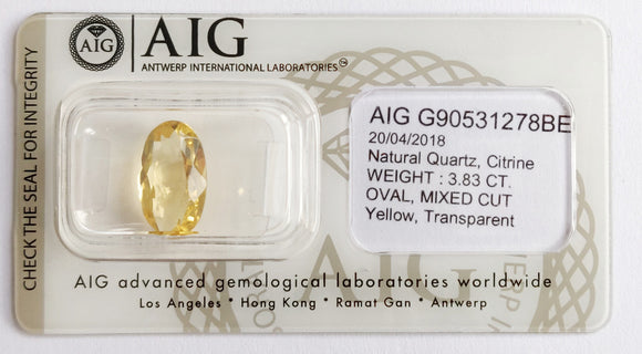 Citrine 3.83ct AIG Certified