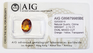 Citrine 2.74ct AIG Certified