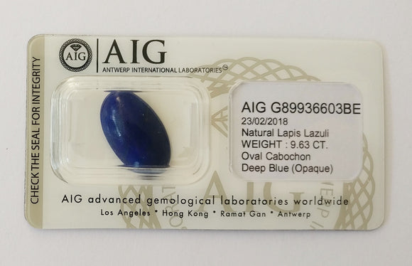 Lapis Lazuli 9.63ct AIG Certified