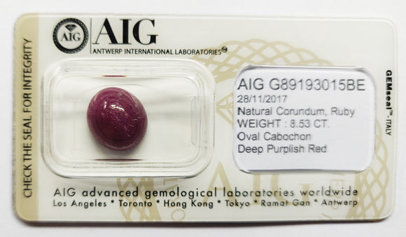 Ruby 8.53ct AIG Certified