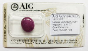 Ruby 9.43ct AIG Certified